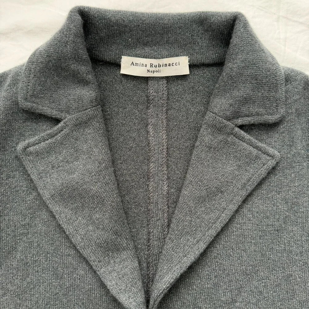 AMINA RUBINACCI Gray Cashmere Blazer Jacket Small - Picture 7 of 16